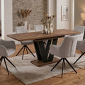 Essgruppe Lara - Eiche Craft Gold mit 6 Stühlen in Creme-Beige für 6 Personen