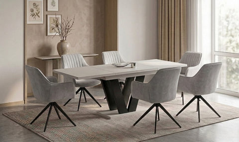 Essgruppe Lara - Kaschmir-Beige mit 6 Stühlen in Kaschmir-Beige für 6 Personen