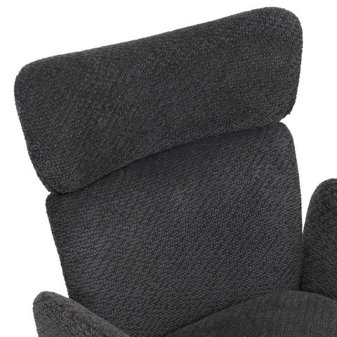 Essgruppe Lara: Ausziehbarer Esstisch & 6 Bouclé-Sessel (Beton Dunkelgrau)