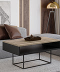 Couchtisch Enna im modernen Wohnzimmer mit Metallgestell und Holzplatte