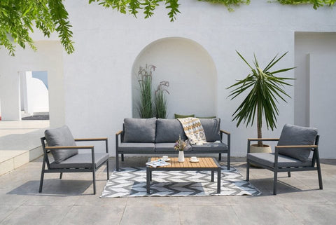 Focus Garden Gartenlounge-Set Edison Caffe Anthrazit 5-Sitzer 4-tlg Aluminium Polywood