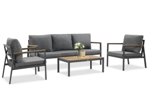 Focus Garden Gartenlounge-Set Edison Caffe Anthrazit 5-Sitzer 4-tlg Aluminium Polywood