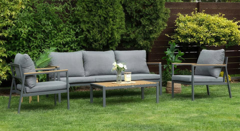 Focus Garden Gartenlounge-Set Edison Caffe Anthrazit 5-Sitzer 4-tlg Aluminium Polywood