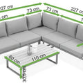 Focus Garden Gartenlounge-Set Emerson Ecksofa-Set mit Tisch Grau Stahl Polywood 227x227 cm