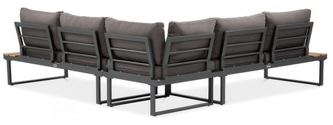 Focus Garden Gartenlounge-Set Emerson Ecksofa-Set mit Tisch Grau Stahl Polywood 227x227 cm