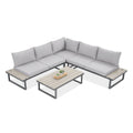 Focus Garden Gartenlounge-Set "Emerson" Ecksofa-Set Stahl & Polywood Hellgrau 220x220cm