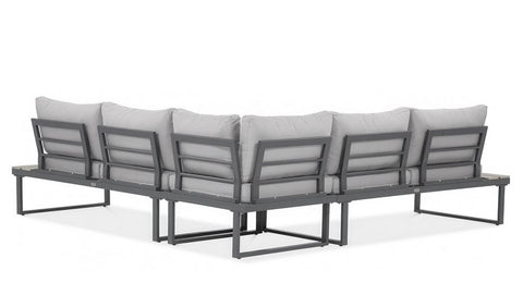 Focus Garden Gartenlounge-Set "Emerson" Ecksofa-Set Stahl & Polywood Hellgrau 220x220cm