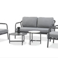 Focus Garden Gartenlounge-Set GRAFTON CAFFE Grau - 2-Sitzer, 2 Sessel, 2 Tische, Seilgeflecht