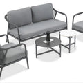 Focus Garden Gartenlounge-Set GRAFTON CAFFE Grau - 2-Sitzer, 2 Sessel, 2 Tische, Seilgeflecht