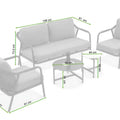 Focus Garden Gartenlounge-Set GRAFTON CAFFE Grau - 2-Sitzer, 2 Sessel, 2 Tische, Seilgeflecht
