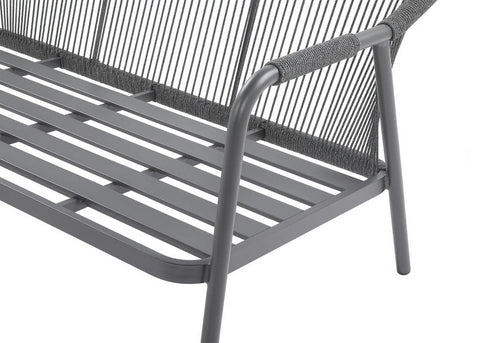 Focus Garden Gartenlounge-Set GRAFTON CAFFE Grau - 2-Sitzer, 2 Sessel, 2 Tische, Seilgeflecht