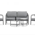 Focus Garden Gartenlounge-Set GRAFTON CAFFE Grau - 2-Sitzer, 2 Sessel, 2 Tische, Seilgeflecht