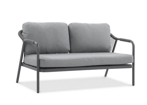 Focus Garden Gartenlounge-Set GRAFTON CAFFE Grau - 2-Sitzer, 2 Sessel, 2 Tische, Seilgeflecht