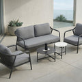 Focus Garden Gartenlounge-Set GRAFTON CAFFE Grau - 2-Sitzer, 2 Sessel, 2 Tische, Seilgeflecht