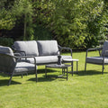 Focus Garden Gartenlounge-Set GRAFTON CAFFE Grau - 2-Sitzer, 2 Sessel, 2 Tische, Seilgeflecht