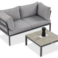 Focus Garden Gartenlounge-Set JAVA – Kompaktes 2-Sitzer Ecksofa mit Tisch in Grau