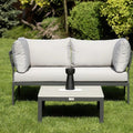 Focus Garden Gartenlounge-Set JAVA – Kompaktes 2-Sitzer Ecksofa mit Tisch in Grau