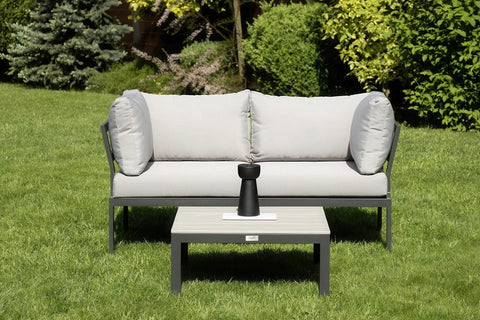Focus Garden Gartenlounge-Set JAVA – Kompaktes 2-Sitzer Ecksofa mit Tisch in Grau