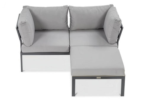 Focus Garden Gartenlounge-Set JAVA – Kompaktes 2-Sitzer Ecksofa mit Tisch in Grau