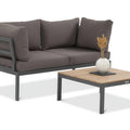 Focus Garden Gartenlounge-Set JAVA Ecksofa 2-Sitzer mit Tisch Schwarz verzinkter Stahl