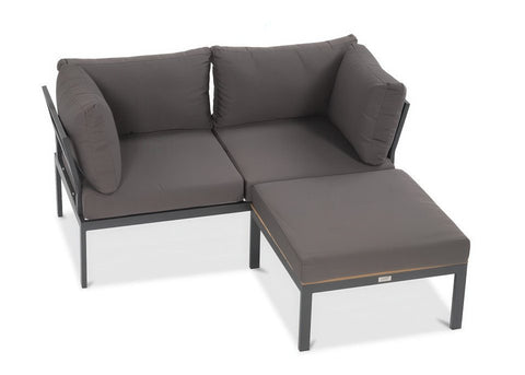 Focus Garden Gartenlounge-Set JAVA Ecksofa 2-Sitzer mit Tisch Schwarz verzinkter Stahl