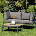 Focus Garden Gartenlounge-Set JAVA Ecksofa 2-Sitzer mit Tisch Schwarz verzinkter Stahl