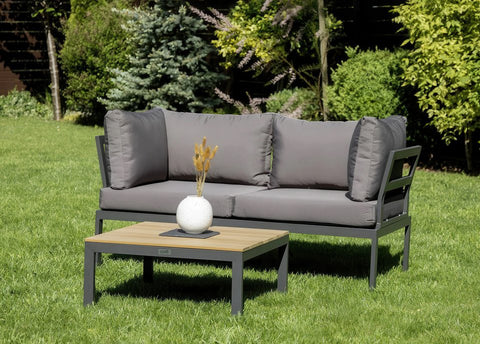Focus Garden Gartenlounge-Set JAVA Ecksofa 2-Sitzer mit Tisch Schwarz verzinkter Stahl