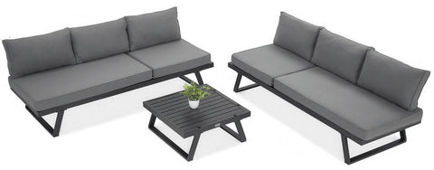 Focus Garden Gartenlounge-Set Modular 5-tlg. Grau Aluminium