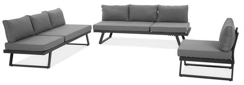 Focus Garden Gartenlounge-Set Modular 5-tlg. Grau Aluminium