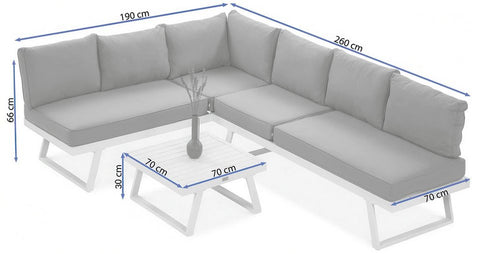 Focus Garden Gartenlounge-Set Modular 5-tlg. Grau Aluminium