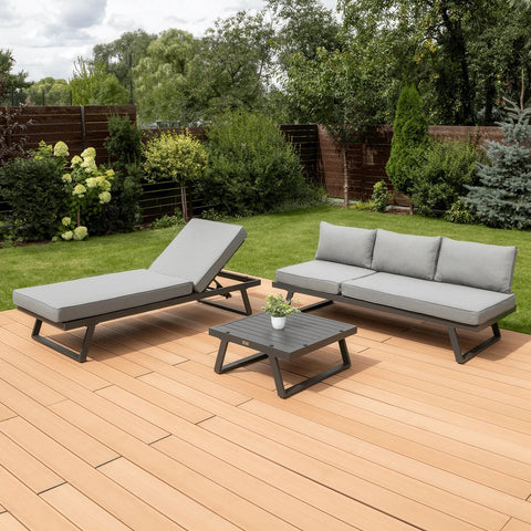 Focus Garden Gartenlounge-Set Modular 5-tlg. Grau Aluminium