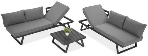 Focus Garden Gartenlounge-Set Modular 5-tlg. Grau Aluminium