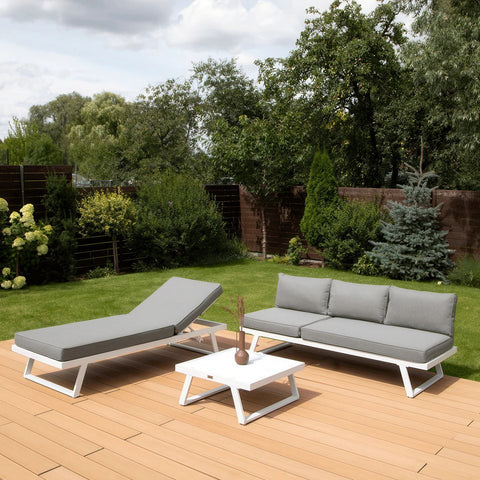 Focus Garden Gartenlounge-Set Modular 4-in-1 Aluminium Weiß 260x190 cm