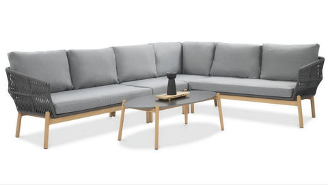 Focus Garden Gartenlounge-Set PARIS CAFFE Grau Aluminium & Rope Ecksofa 272x212 cm