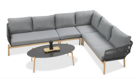 Focus Garden Gartenlounge-Set PARIS CAFFE Grau Aluminium & Rope Ecksofa 272x212 cm