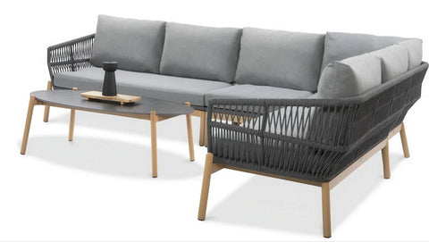 Focus Garden Gartenlounge-Set PARIS CAFFE Grau Aluminium & Rope Ecksofa 272x212 cm