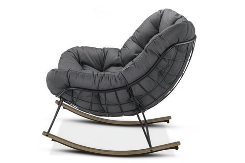Bjørkka Schaukelstuhl "RONDA" Dark Grey, Stahl & Polyester