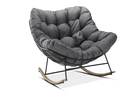 Bjørkka Schaukelstuhl "RONDA" Dark Grey, Stahl & Polyester