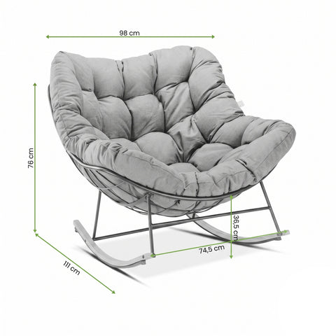 Bjørkka Schaukelstuhl "RONDA" Dark Grey, Stahl & Polyester