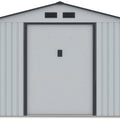 Hardmaister Gerätehaus Hudson 277x255 cm Hellgrau - Metall-Gartenschuppen mit Satteldach
