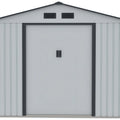 Hardmaister Metall Gerätehaus HUDSON 277x319 cm Hellgrau Gartenhaus Satteldach