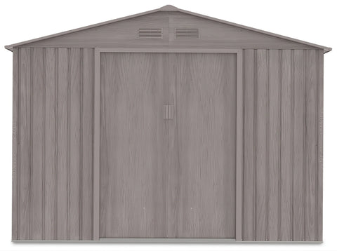 Hardmaister Metall Gerätehaus Hudson 277 x 319 cm Grau-Eiche - Satteldach Gartenhaus