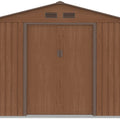 Hardmaister Metall-Gerätehaus Hudson 277x319 cm Walnuss Gartenschuppen mit Satteldach