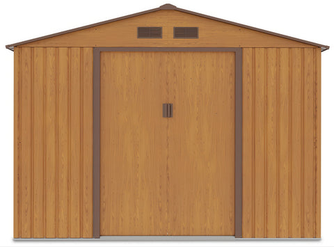 Hardmaister Metall Gerätehaus HUDSON 277x191 cm Eiche-Braun Gartenhaus mit Satteldach