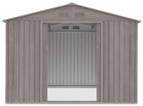 Hardmaister Metall Gerätehaus Hudson 277x255 cm Grau-Eiche 6.5 m² Gartenhaus