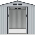 Hardmaister Gerätehaus Hudson 277x255 cm Hellgrau - Metall-Gartenschuppen mit Satteldach