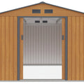 Hardmaister Metall Gerätehaus Hudson 277x319 cm Eiche-Grau - Satteldach & Schiebetür