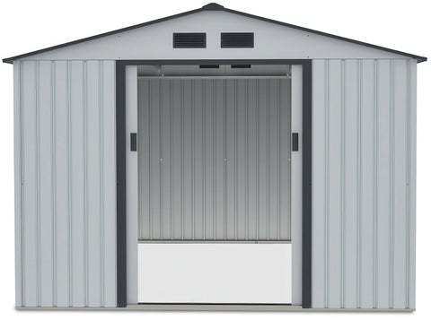 Hardmaister Metall Gerätehaus HUDSON 277x319 cm Hellgrau Gartenhaus Satteldach