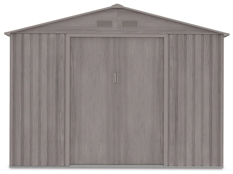 Hardmaister Metall Gerätehaus Hudson 277x191 cm Grau-Eiche Satteldach Gartenschuppen