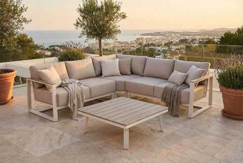 furrore Gartenlounge-Set STELVIO CAFFE Ecklounge Aluminium Beige 4-6 Personen